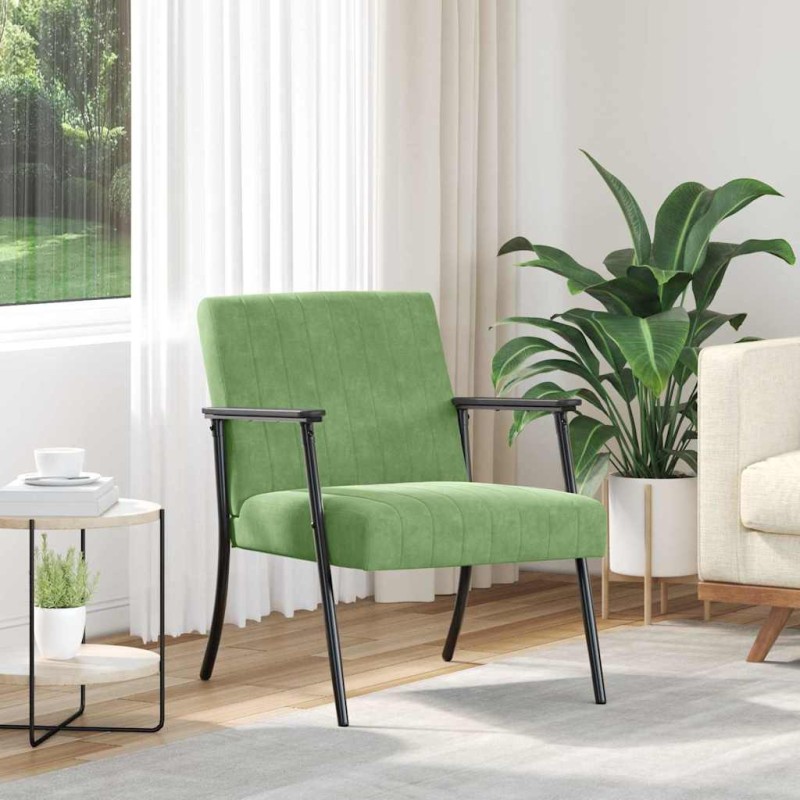 vidaXL Πολυθρόνα Ανοιχτό Πράσινο 59 x 75 x 78 εκ Βελούδο