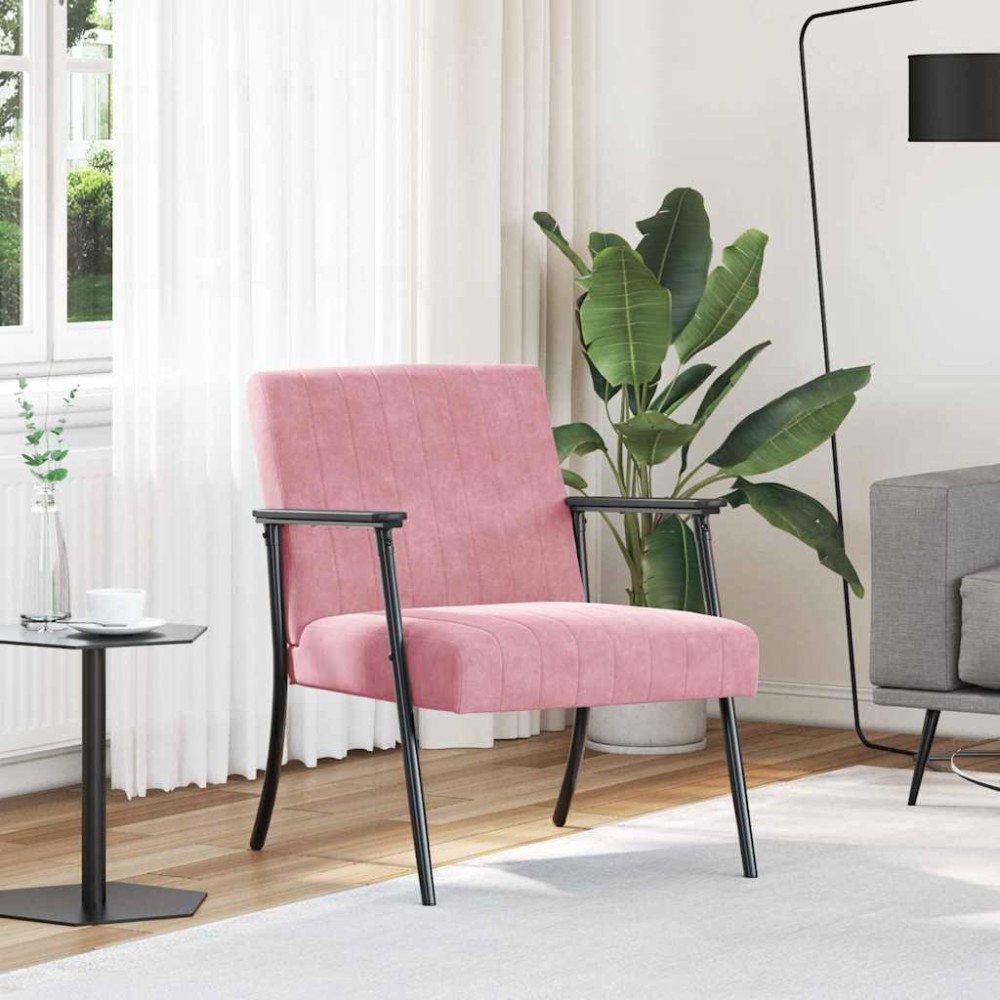 vidaXL Πολυθρόνα Ροζ 59 x 75 x 78 εκ Βελούδο