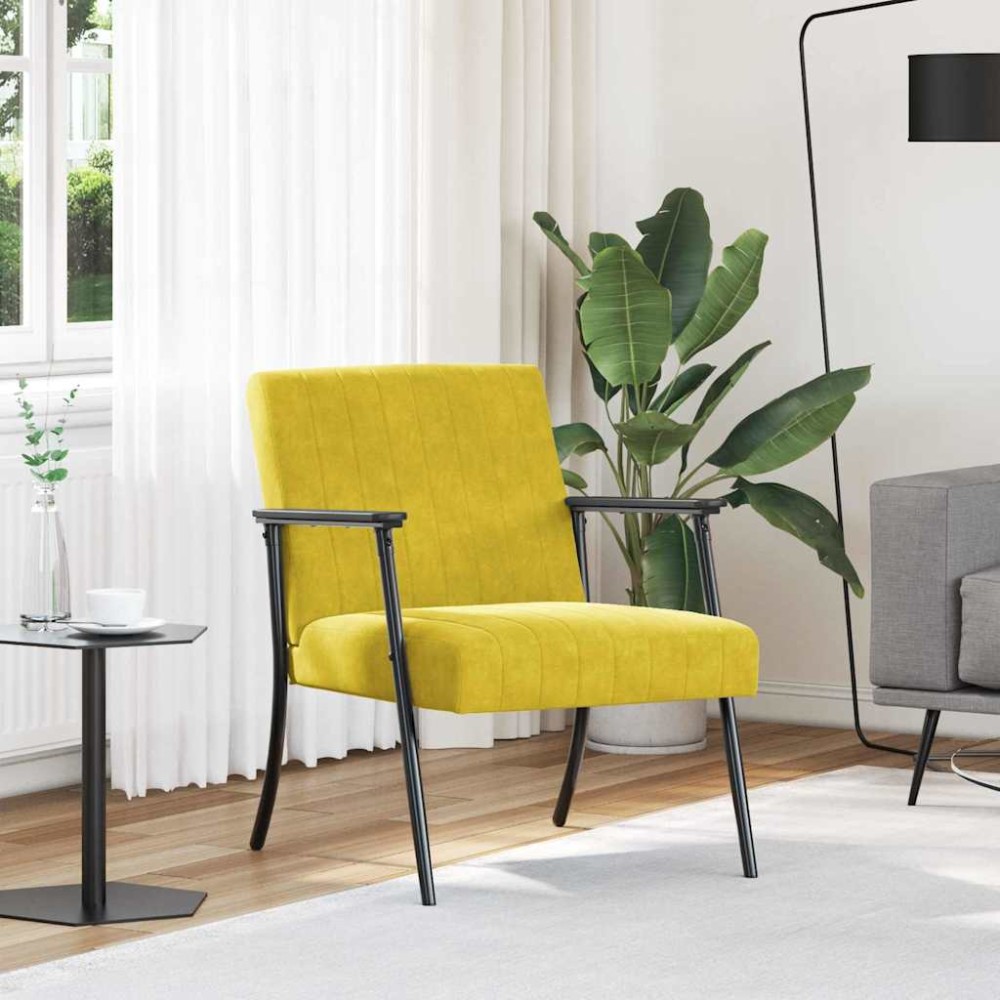 vidaXL Πολυθρόνα Κίτρινο 59 x 75 x 78 εκ Βελούδο