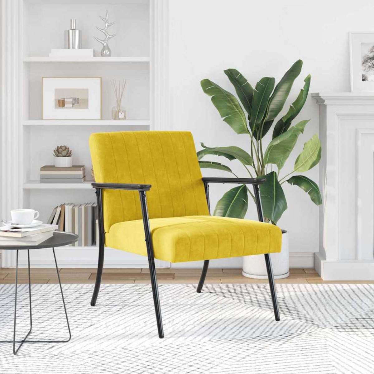 vidaXL Πολυθρόνα Κίτρινο 59 x 75 x 78 εκ Βελούδο