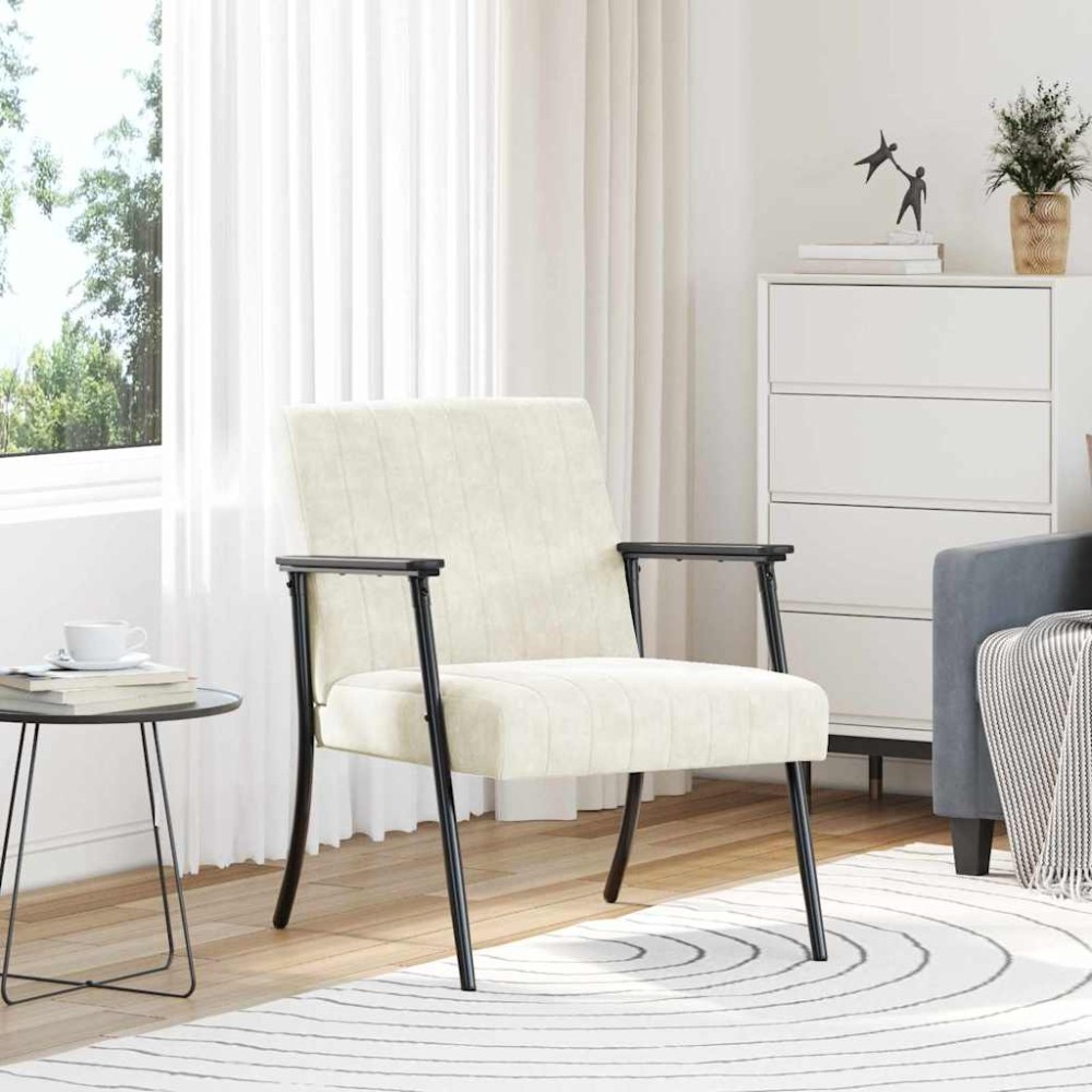 vidaXL Πολυθρόνα Κρεμ 59 x 75 x 78 εκ Βελούδο