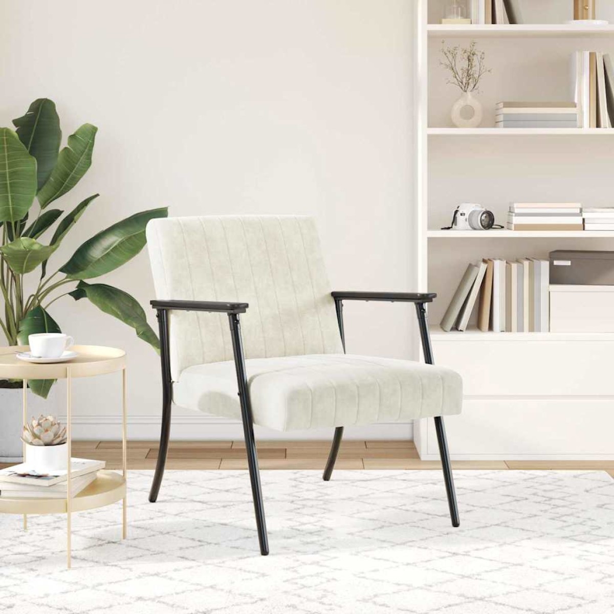 vidaXL Πολυθρόνα Κρεμ 59 x 75 x 78 εκ Βελούδο