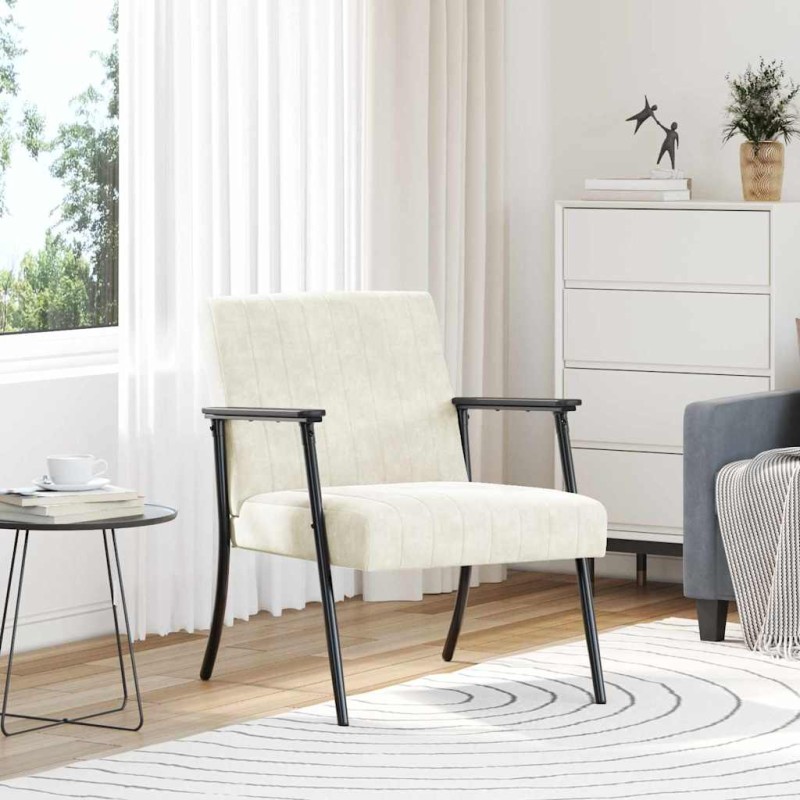 vidaXL Πολυθρόνα Κρεμ 59 x 75 x 78 εκ Βελούδο