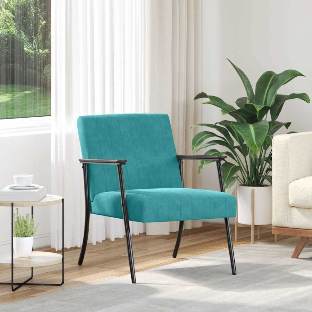vidaXL Πολυθρόνα Τιρκουάζ 59 x 75 x 78 εκ Βελούδο