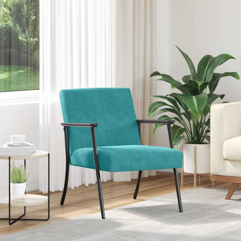 vidaXL Πολυθρόνα Τιρκουάζ 59 x 75 x 78 εκ Βελούδο