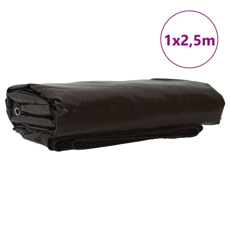 vidaXL Τέντα 650g / m² Καφέ 1 x 2,5 m Καμβάς με επικάλυψη PVC