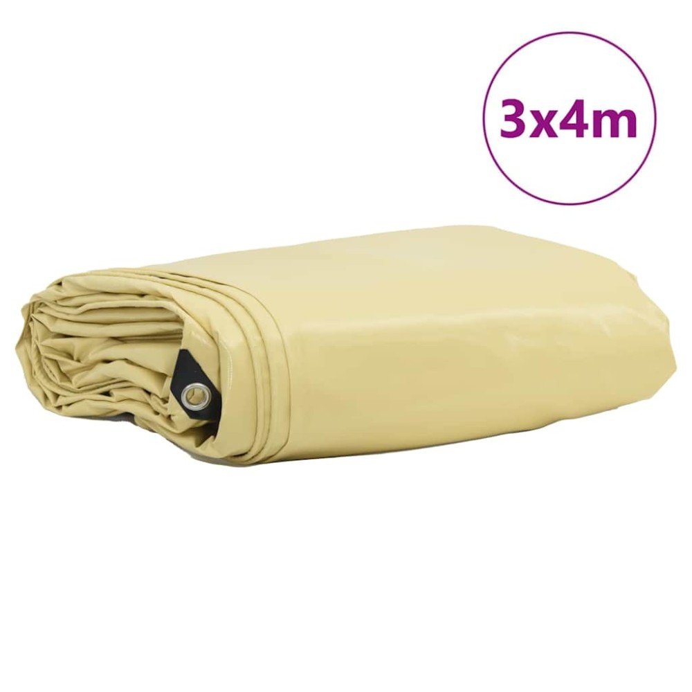 vidaXL Τέντα 650g / m² Μπεζ 3 x 4 m Καμβάς με επικάλυψη PVC