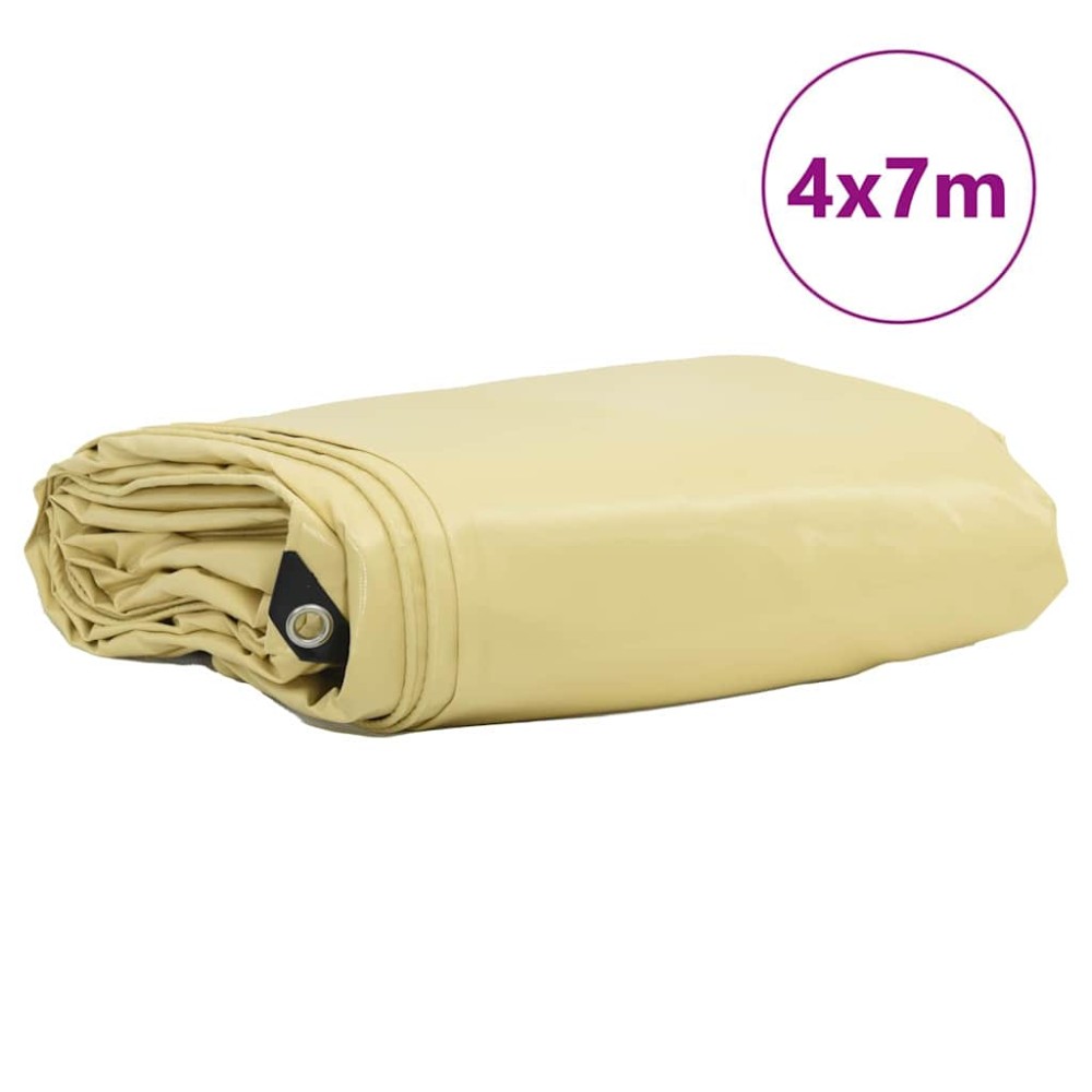 vidaXL Τέντα 650g / m² Μπεζ 4 x 7 m Καμβάς με επικάλυψη PVC