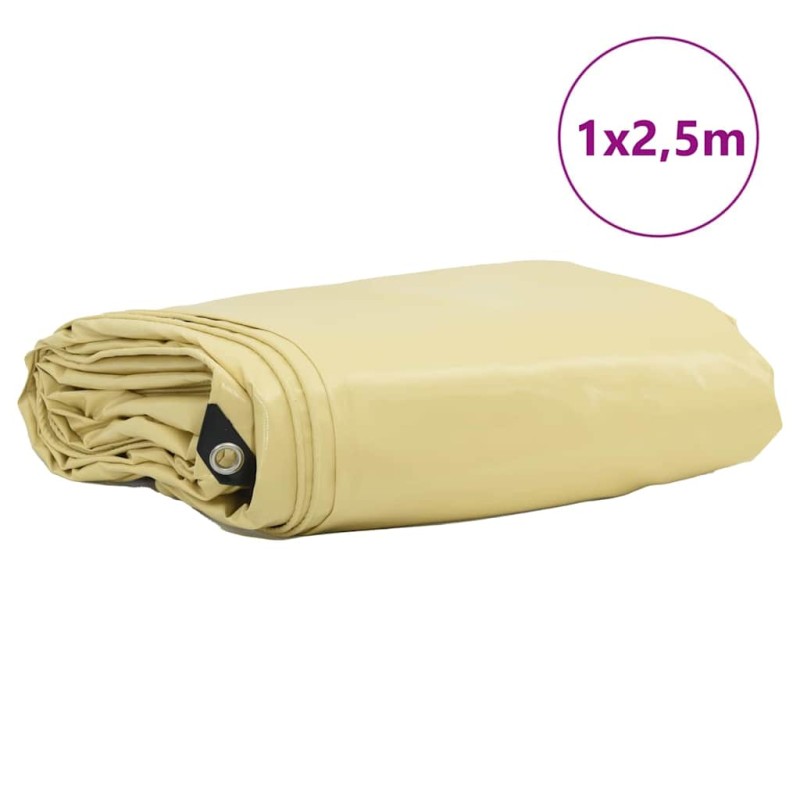 vidaXL Τέντα 650g / m² Μπεζ 1 x 2,5 m Καμβάς με επικάλυψη PVC