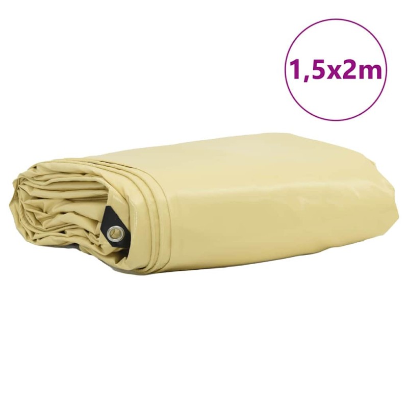 vidaXL Τέντα 650g / m² Μπεζ 1,5 x 2 m Καμβάς με επικάλυψη PVC