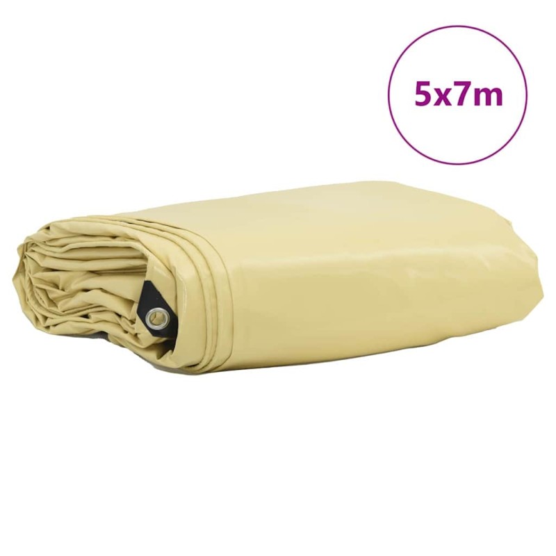 vidaXL Τέντα 650g / m² Μπεζ 5 x 7 m Καμβάς με επικάλυψη PVC