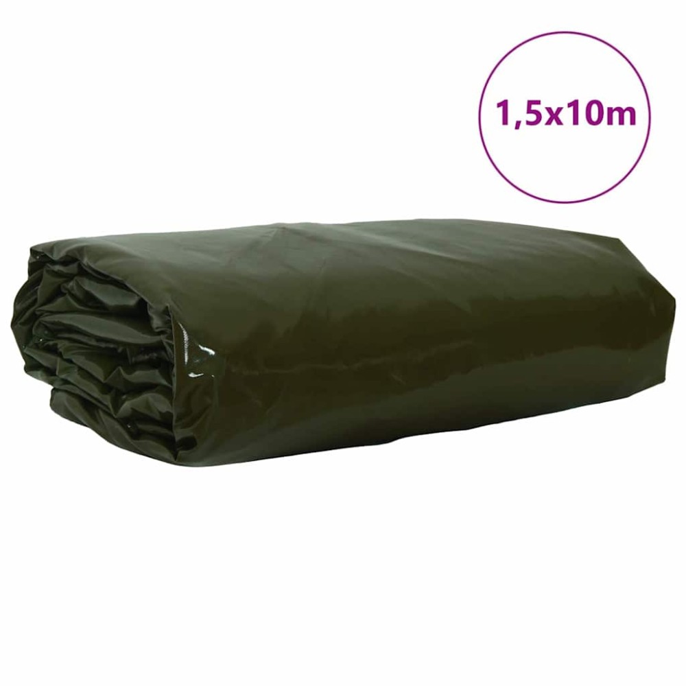 vidaXL Τέντα 650g / m² Ελιά Πράσινη 1,5 x 10 m Καμβάς με επικάλυψη PVC