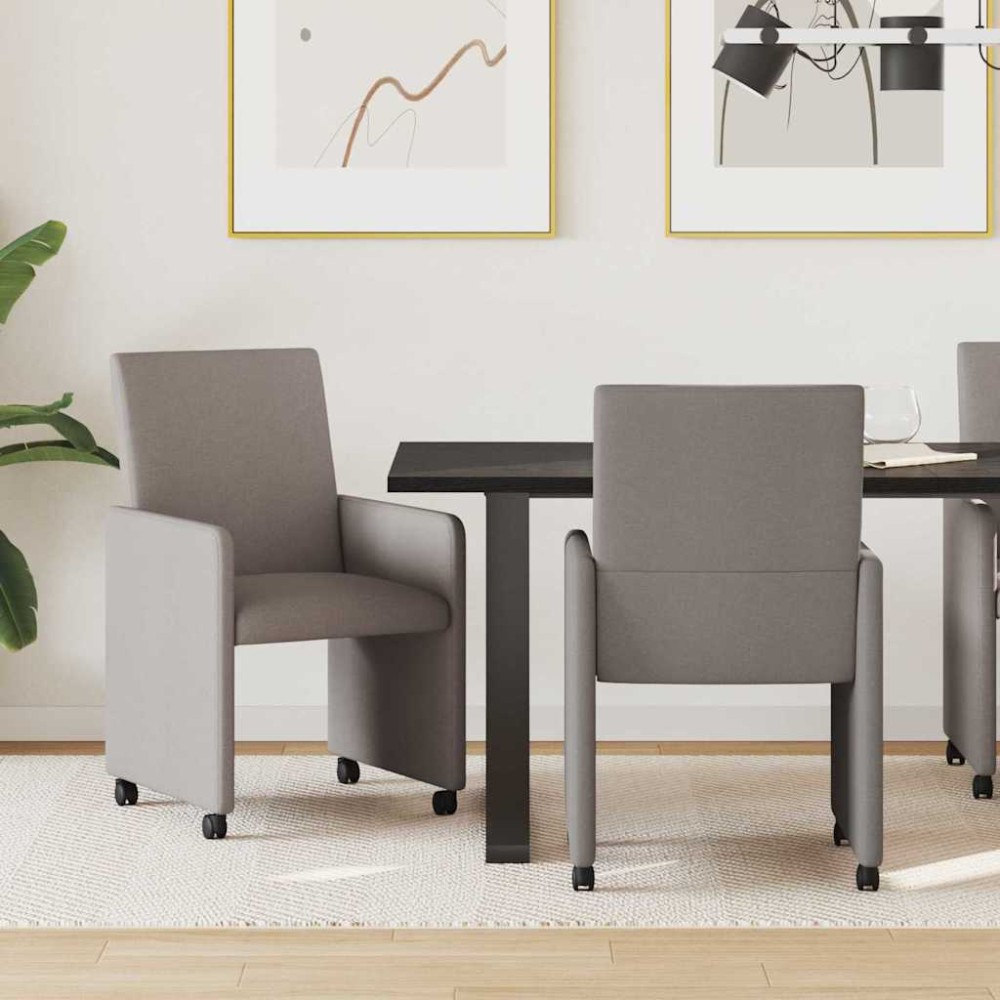 vidaXL Καρέκλες Φαγητού με Ρόδες 2 τμχ. ύφασμα Taupe 57 x 66 x 94 εκ