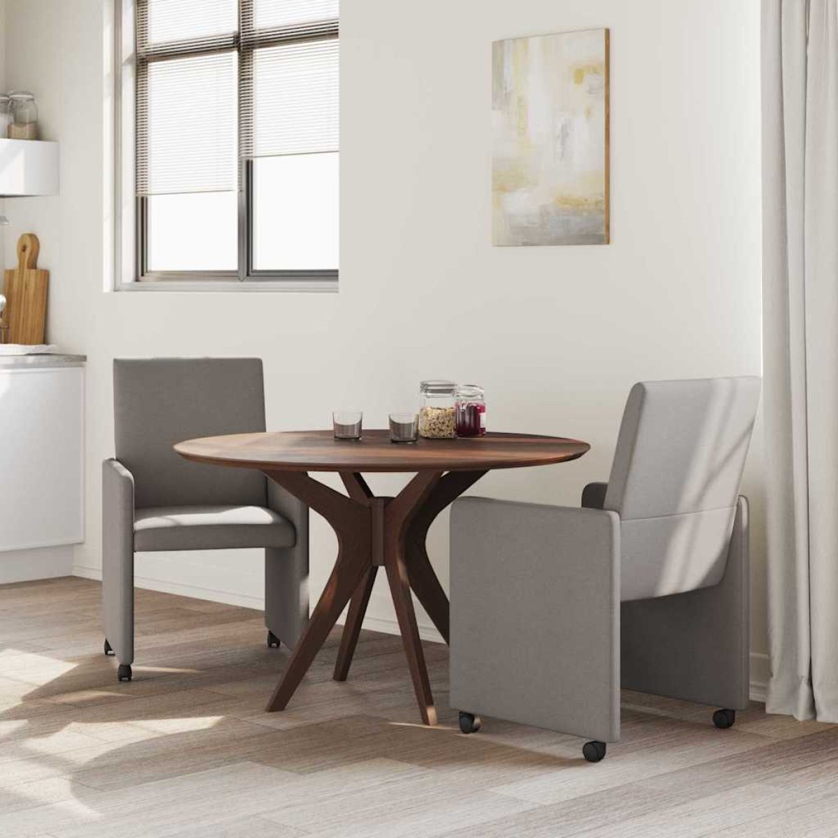 vidaXL Καρέκλες Φαγητού με Ρόδες 2 τμχ. ύφασμα Taupe 57 x 66 x 94 εκ