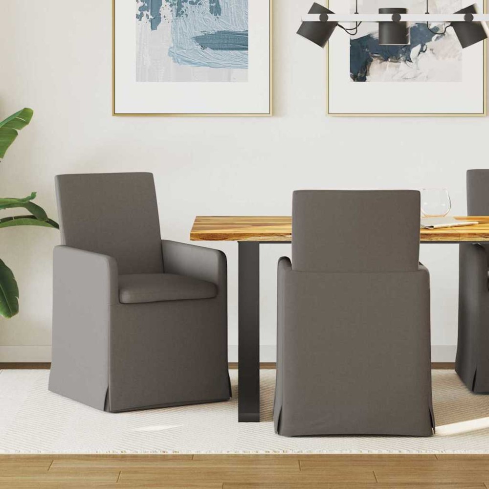 vidaXL Καρέκλες φαγητού 2 τμχ. Λινό Ανοιχτό γκρι 57 x 67 x 95 εκ