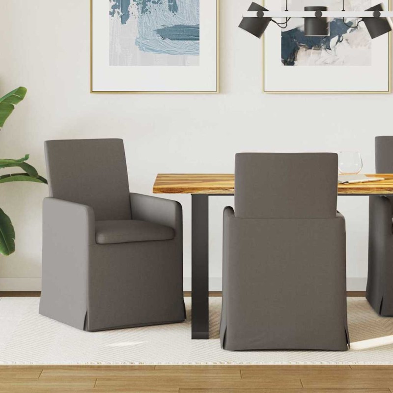 vidaXL Καρέκλες φαγητού 2 τμχ. Λινό Ανοιχτό γκρι 57 x 67 x 95 εκ