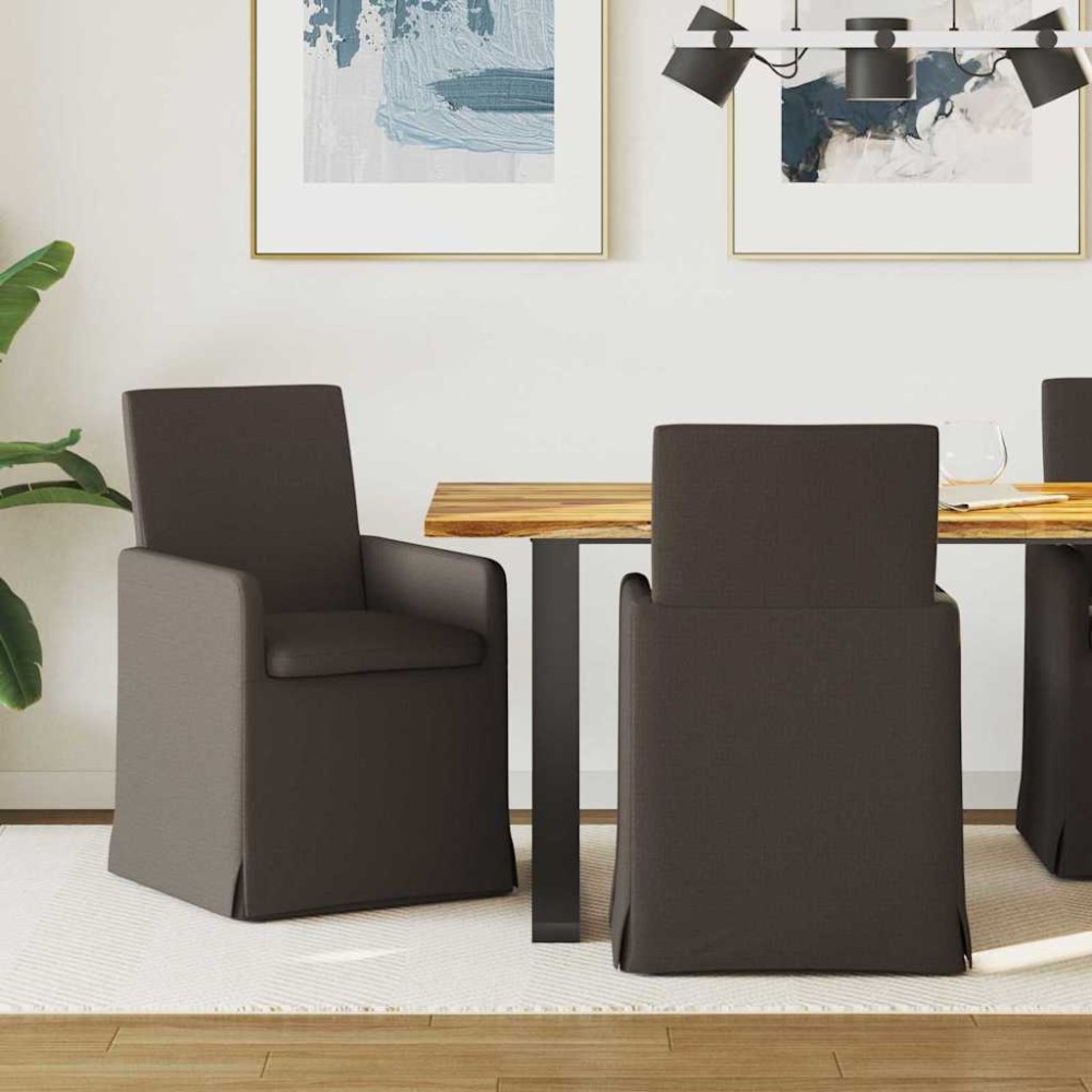 vidaXL Καρέκλες φαγητού 2 τμχ. Λινό Σκούρο γκρι 57 x 67 x 95 εκ