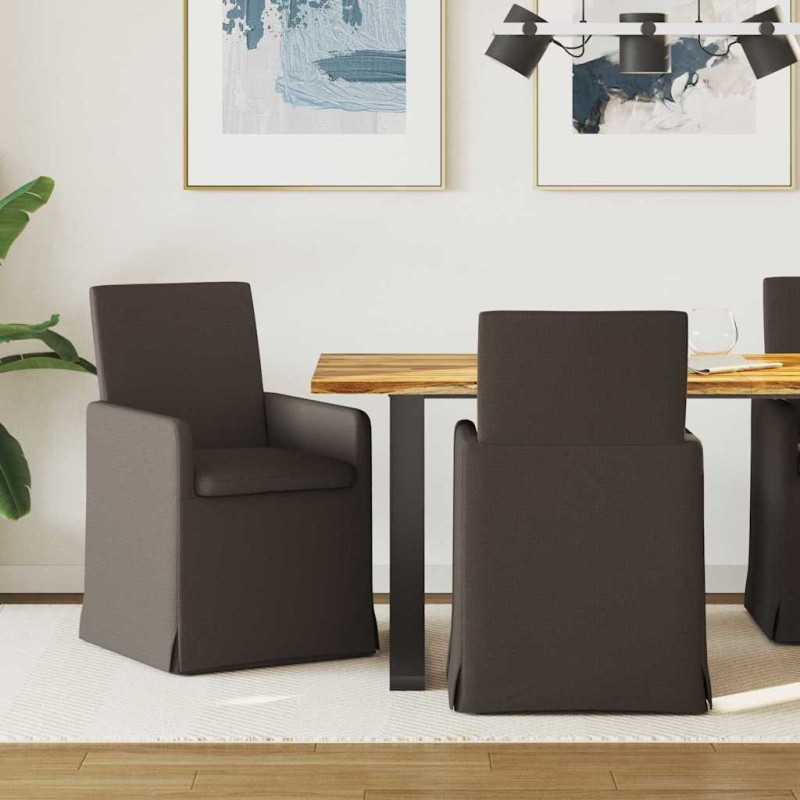vidaXL Καρέκλες φαγητού 2 τμχ. Λινό Σκούρο γκρι 57 x 67 x 95 εκ