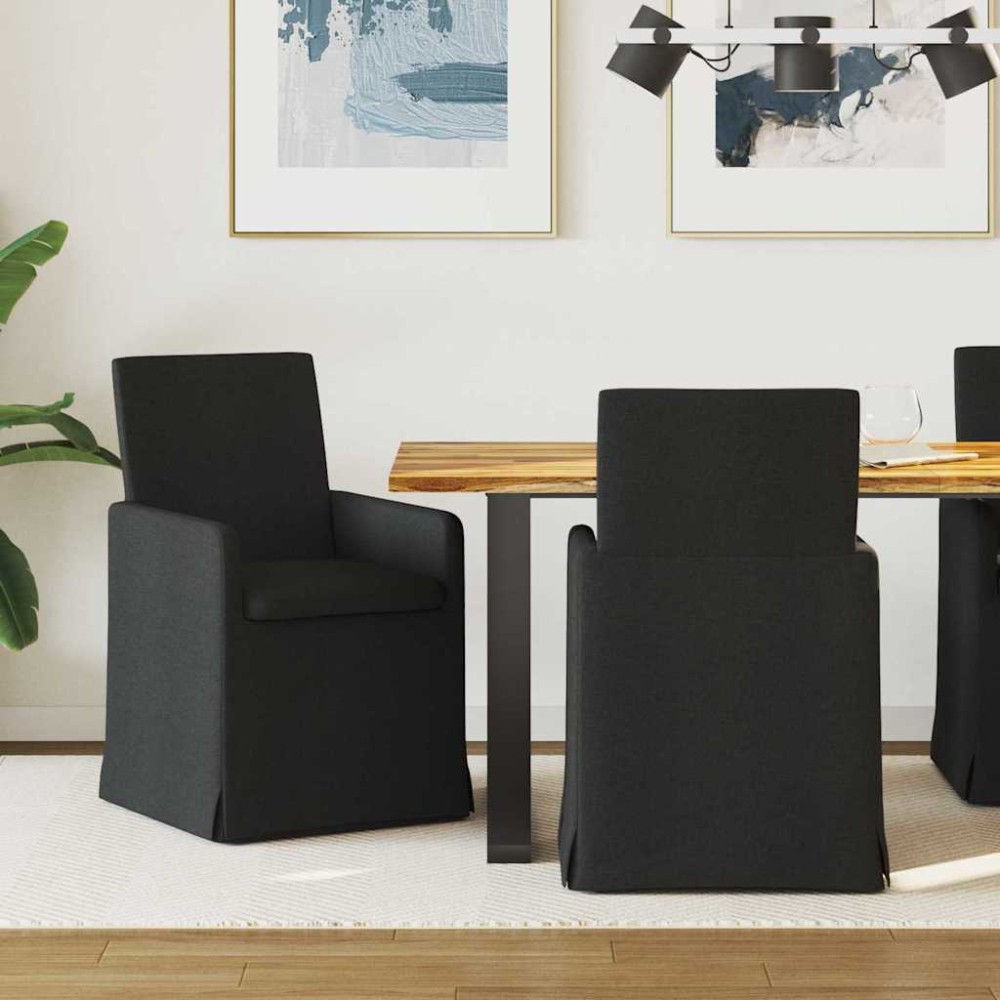 vidaXL Καρέκλες φαγητού 2 τμχ. ύφασμα Μαύρο 57 x 67 x 95 εκ