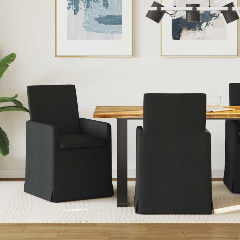 vidaXL Καρέκλες φαγητού 2 τμχ. ύφασμα Μαύρο 57 x 67 x 95 εκ