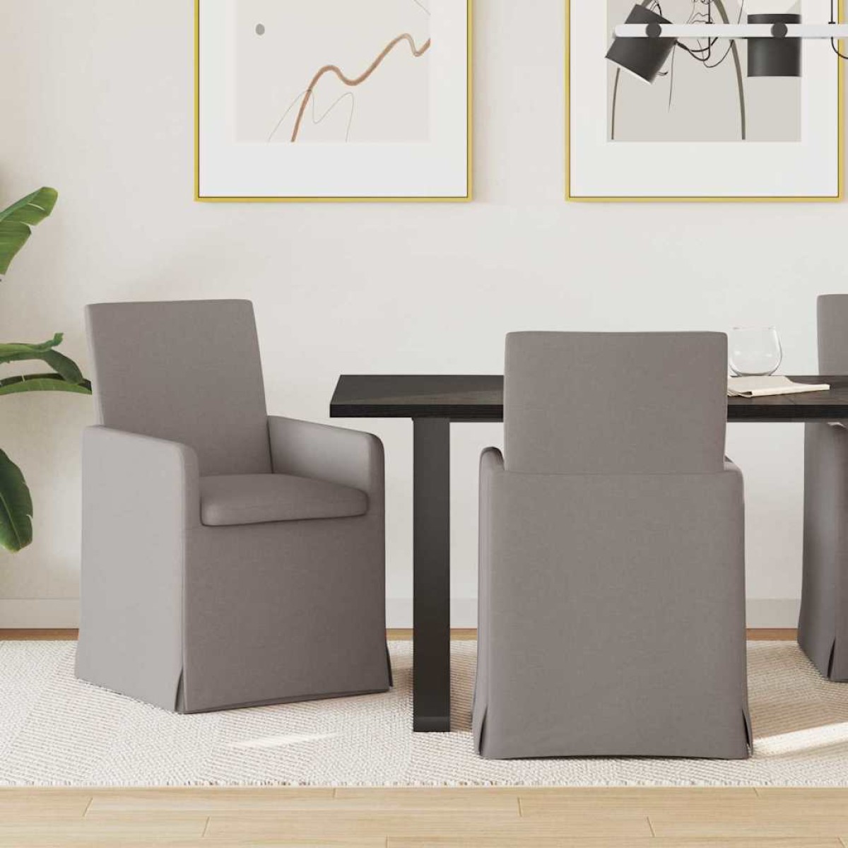 vidaXL Καρέκλες φαγητού 2 τμχ. ύφασμα Taupe 57 x 67 x 95 εκ