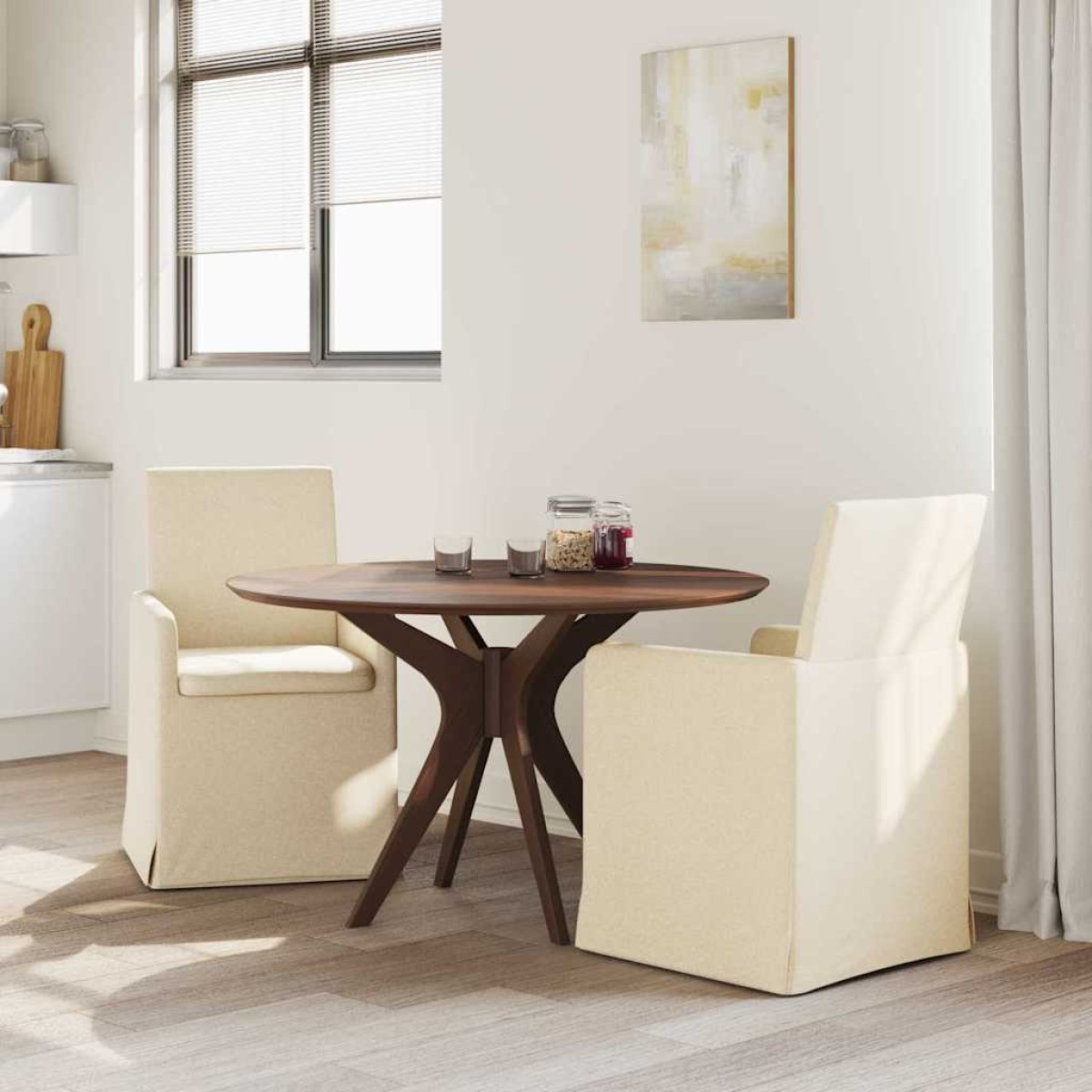 vidaXL Καρέκλες φαγητού 2 τμχ. ύφασμα Κρεμ 57 x 67 x 95 εκ