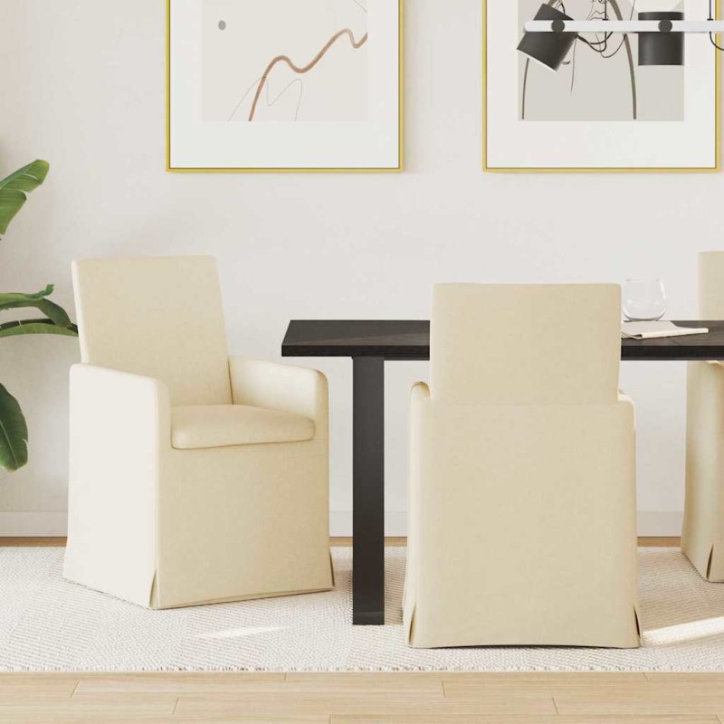 vidaXL Καρέκλες φαγητού 2 τμχ. ύφασμα Κρεμ 57 x 67 x 95 εκ