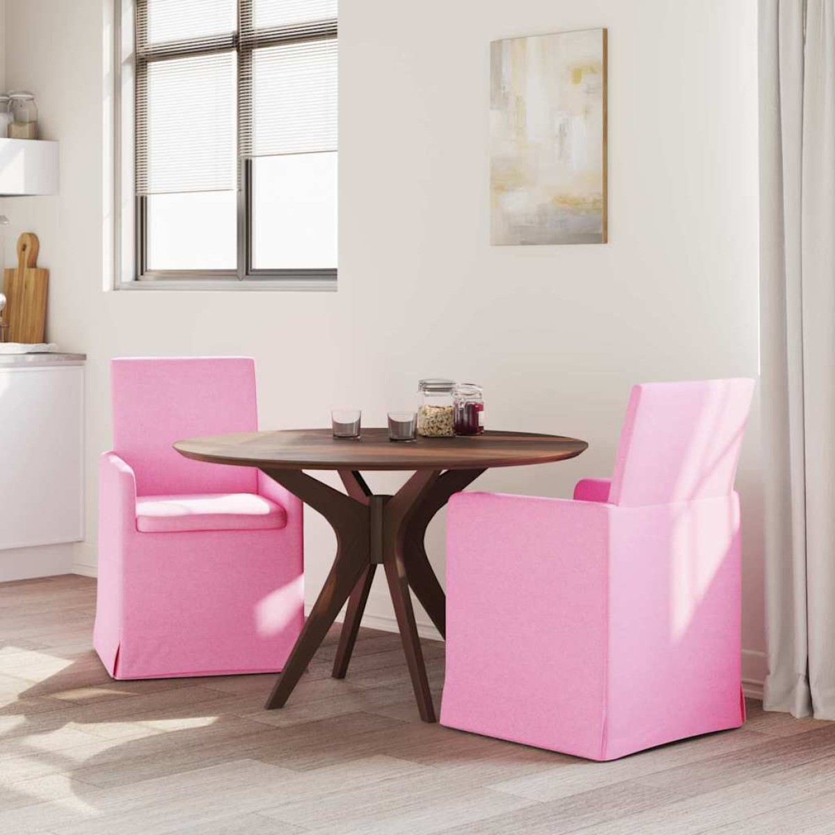vidaXL Καρέκλες φαγητού 2 τμχ. ύφασμα Ροζ 57 x 67 x 95 εκ