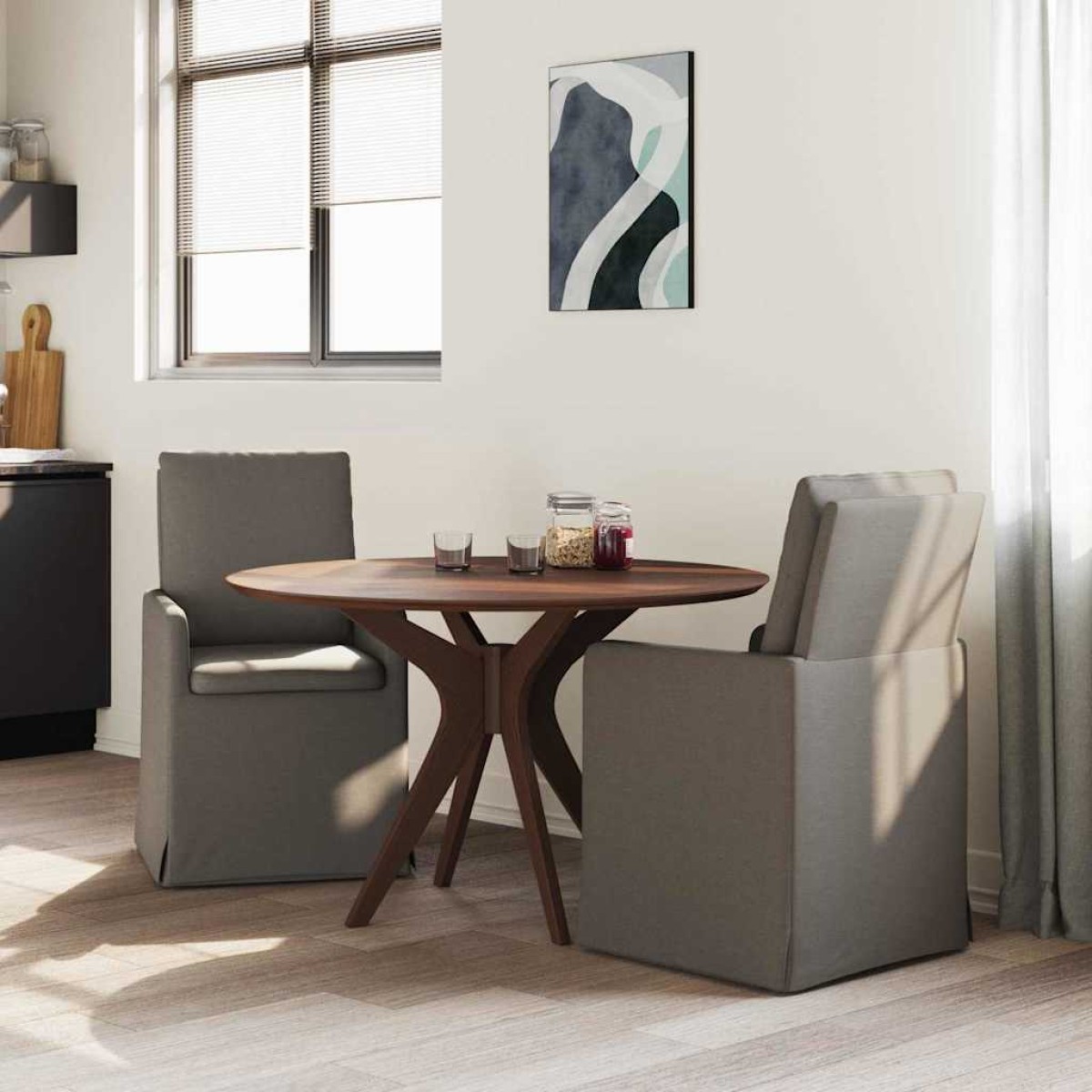 vidaXL Καρέκλες φαγητού 2 τμχ. Λινό Ανοιχτό γκρι 57 x 67 x 98 εκ