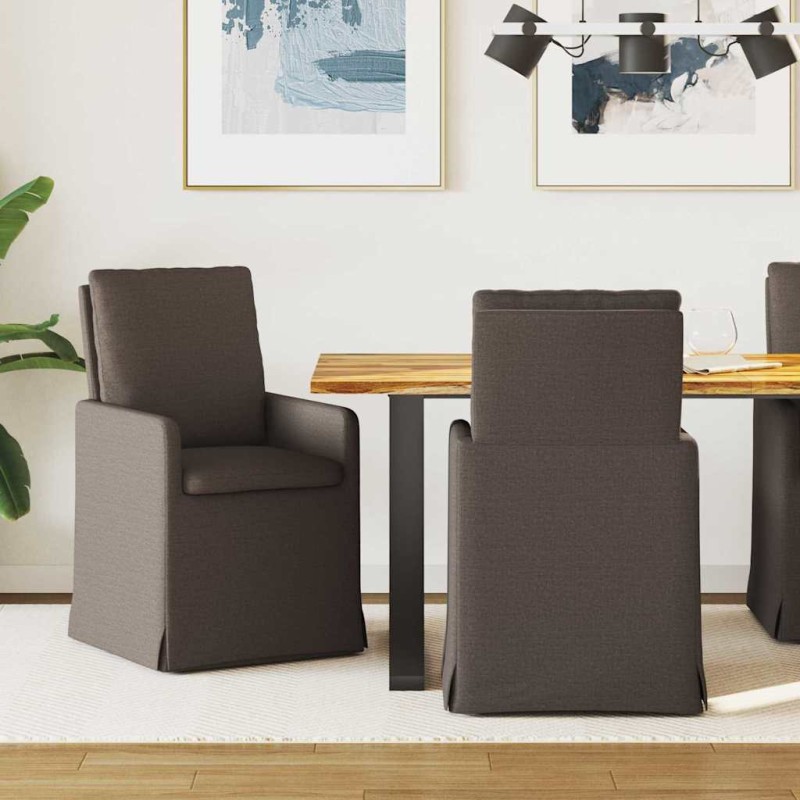 vidaXL Καρέκλες φαγητού 2 τμχ. Λινό Σκούρο γκρι 57 x 67 x 98 εκ