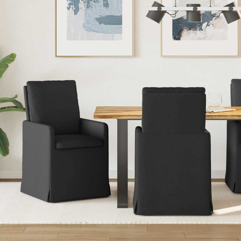 vidaXL Καρέκλες φαγητού 2 τμχ. ύφασμα Μαύρο 57 x 67 x 98 εκ