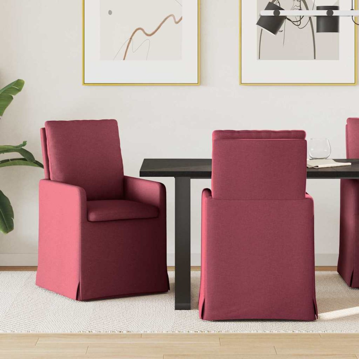 vidaXL Καρέκλες φαγητού 2 τμχ. ύφασμα Μπορντό 57 x 67 x 98 εκ