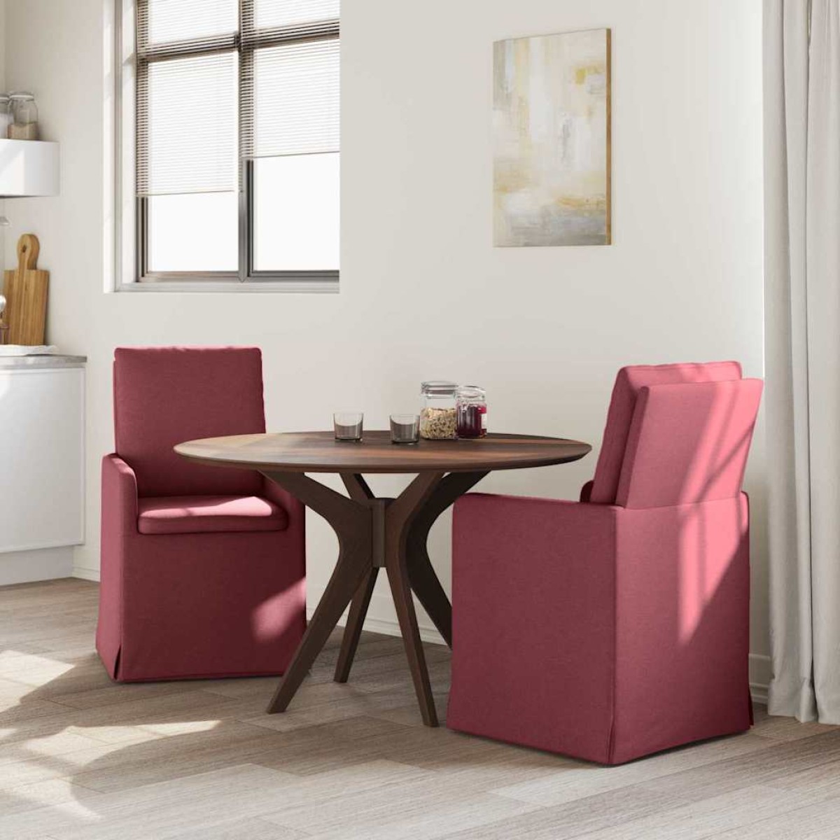 vidaXL Καρέκλες φαγητού 2 τμχ. ύφασμα Μπορντό 57 x 67 x 98 εκ