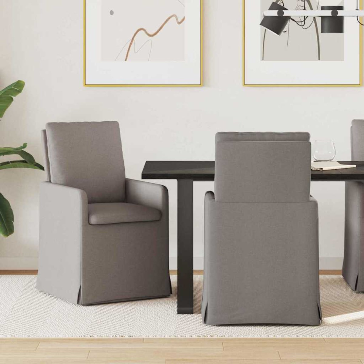 vidaXL Καρέκλες φαγητού 2 τμχ. ύφασμα Taupe 57 x 67 x 98 εκ