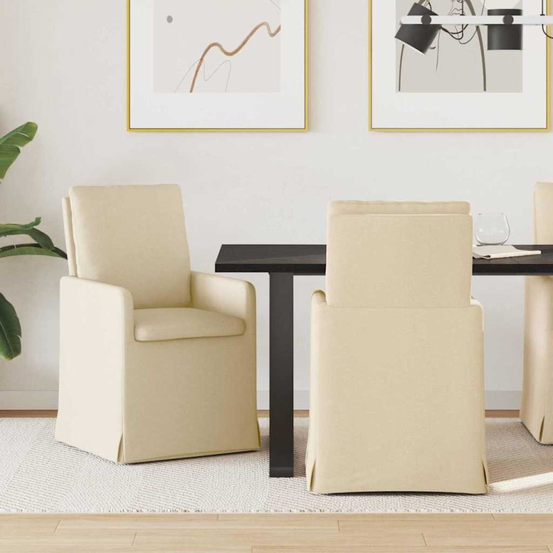vidaXL Καρέκλες φαγητού 2 τμχ. ύφασμα Κρεμ 57 x 67 x 98 εκ