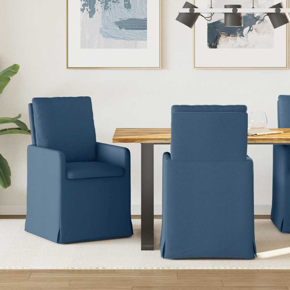 vidaXL Καρέκλες φαγητού 2 τμχ. ύφασμα Μπλε 57 x 67 x 98 εκ