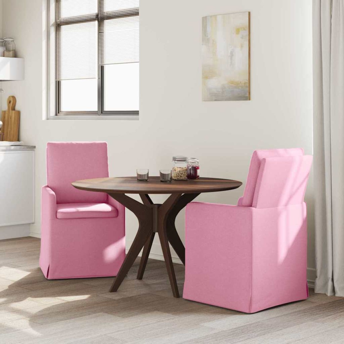 vidaXL Καρέκλες φαγητού 2 τμχ. ύφασμα Ροζ 57 x 67 x 98 εκ
