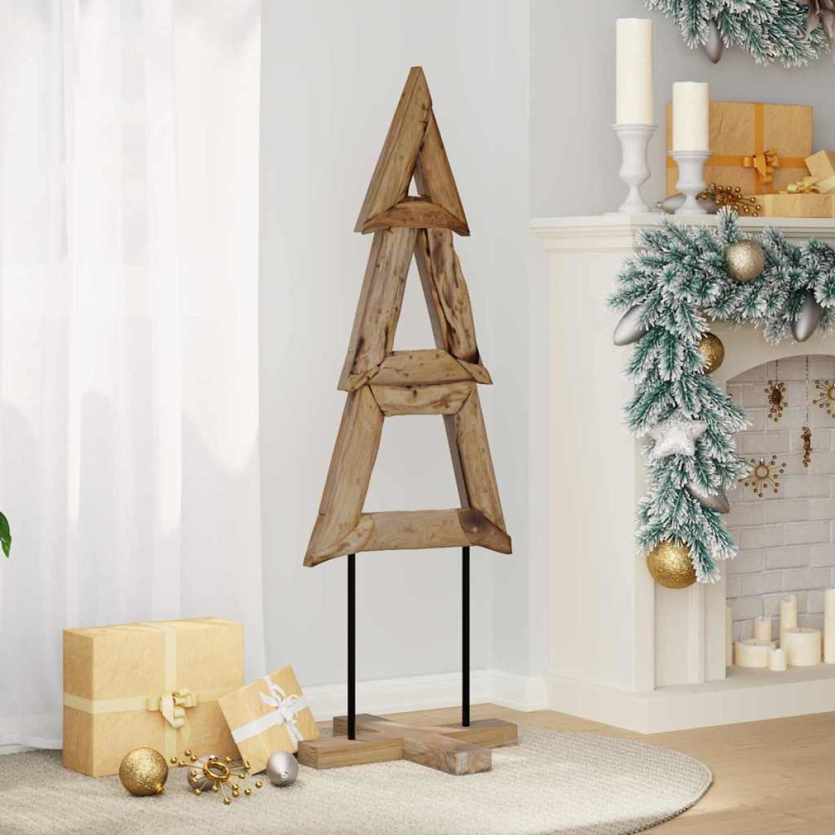 vidaXL Χριστουγεννιάτικο Δέντρο με βάση Καφέ 120 cm Μασίφ ξύλο teak