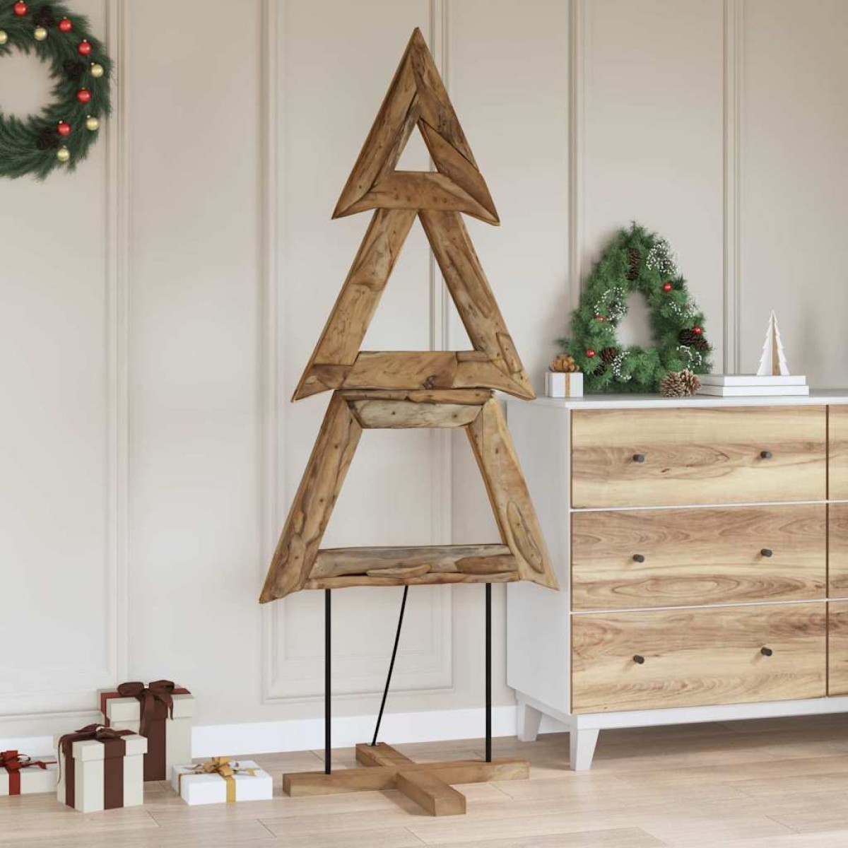 vidaXL Χριστουγεννιάτικο Δέντρο με βάση Καφέ 181 cm Μασίφ ξύλο teak