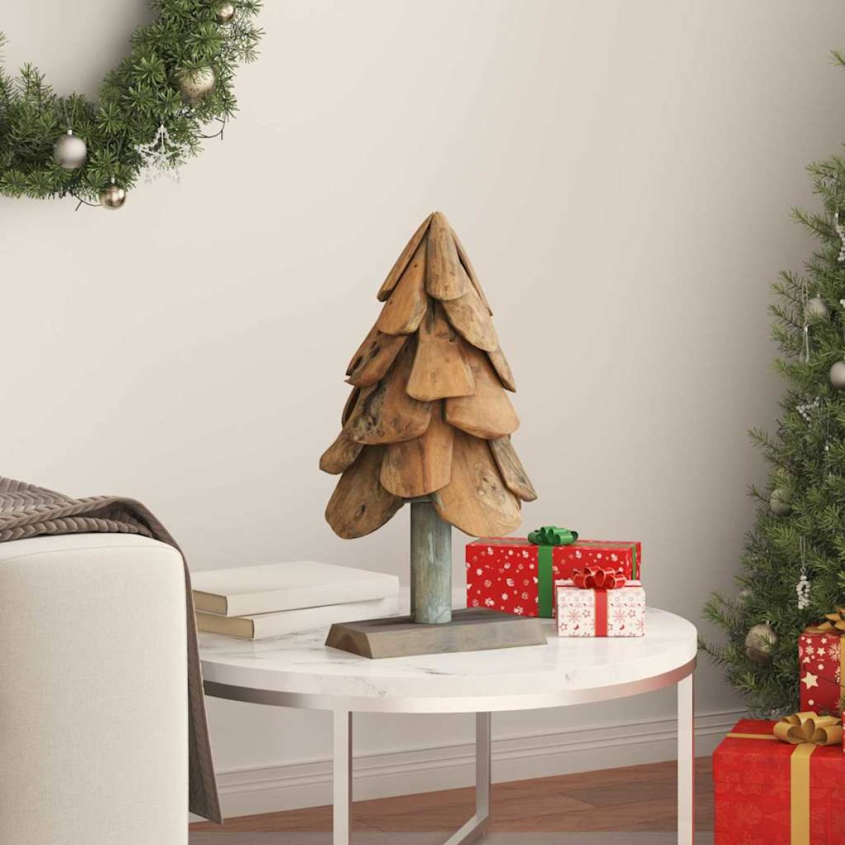 vidaXL Χριστουγεννιάτικο Δέντρο με βάση Καφέ 61 cm Μασίφ ξύλο teak