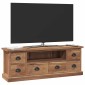 vidaXL Βάση TV με συρτάρι Φυσικό 110 x 30 x 40 cm Στερεό Ξύλο Τίκ