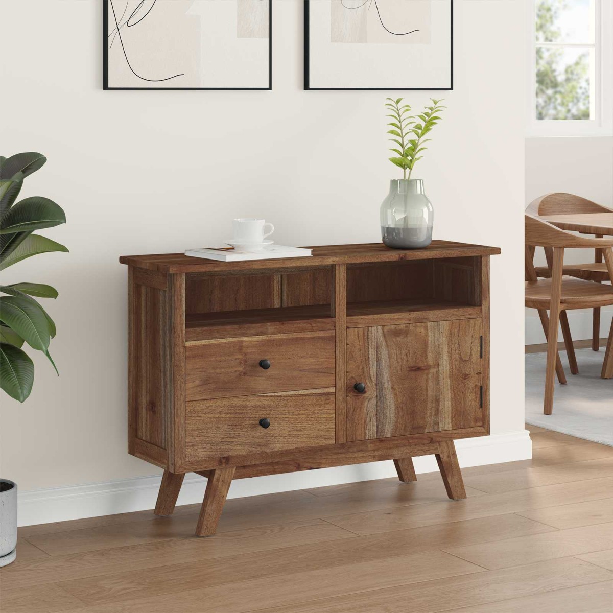 vidaXL Πλαϊνό γραφείο Φυσικό 100 x 30 x 68 εκ. Στερεό Ξύλο Τίκ
