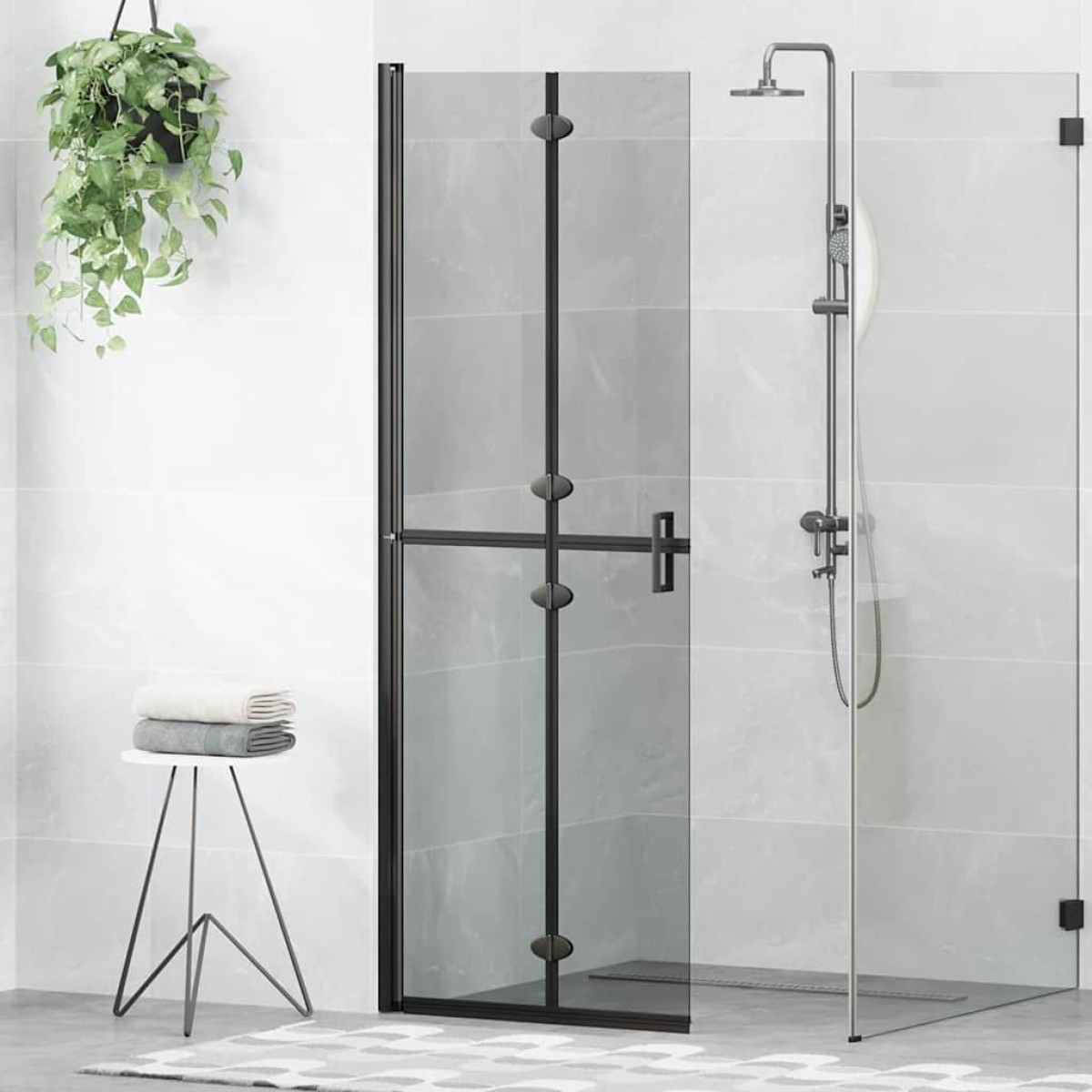 vidaXL Τοίχος Walk-In Ντους Μαύρο 70 x 6,5 x 190 εκ.