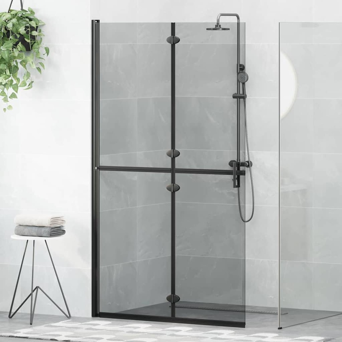 vidaXL Τοίχος Walk-In Ντους Μαύρο 110 x 6,5 x 190 εκ.