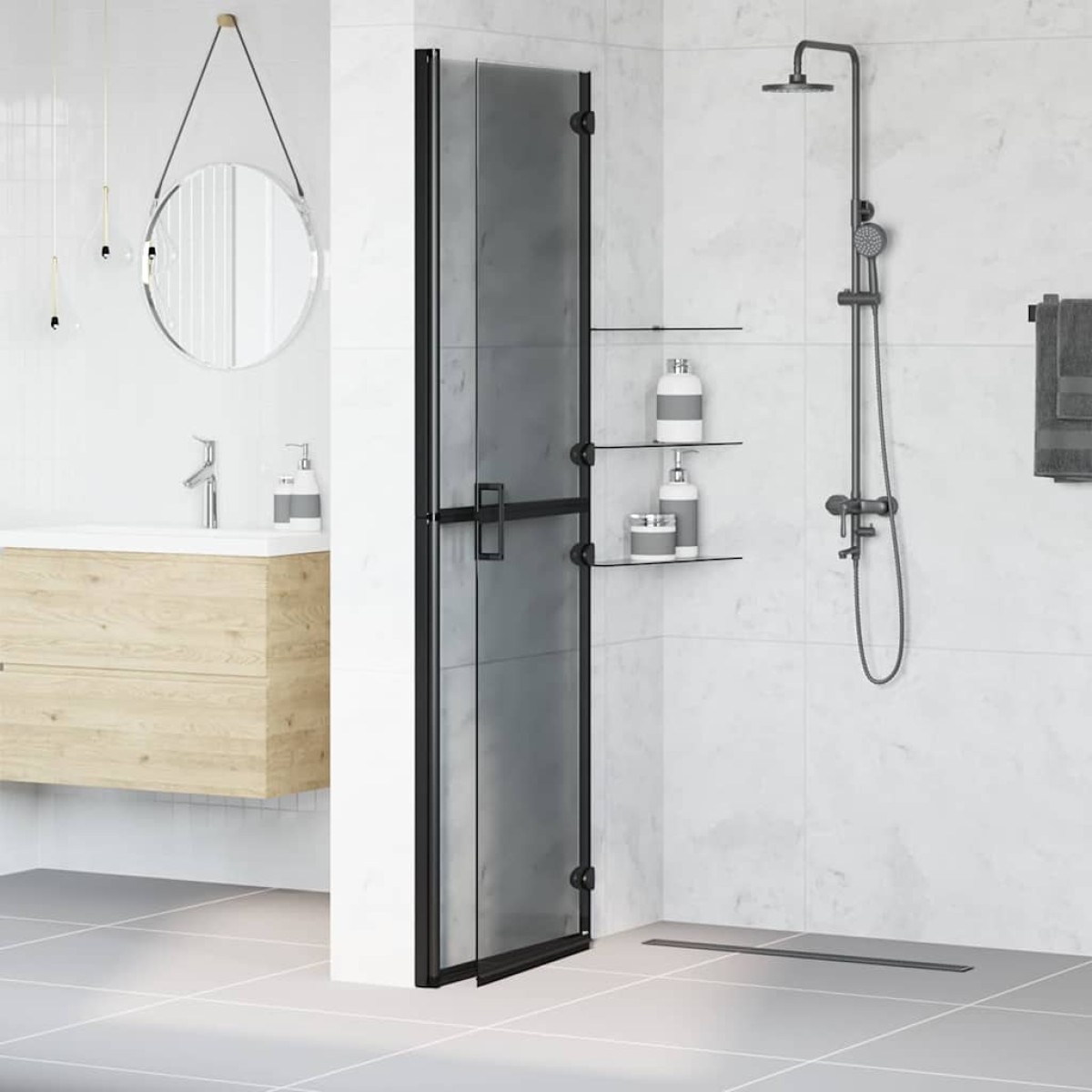 vidaXL Τοίχος Walk-In Ντους Μαύρο 120 x 6,5 x 190 εκ.