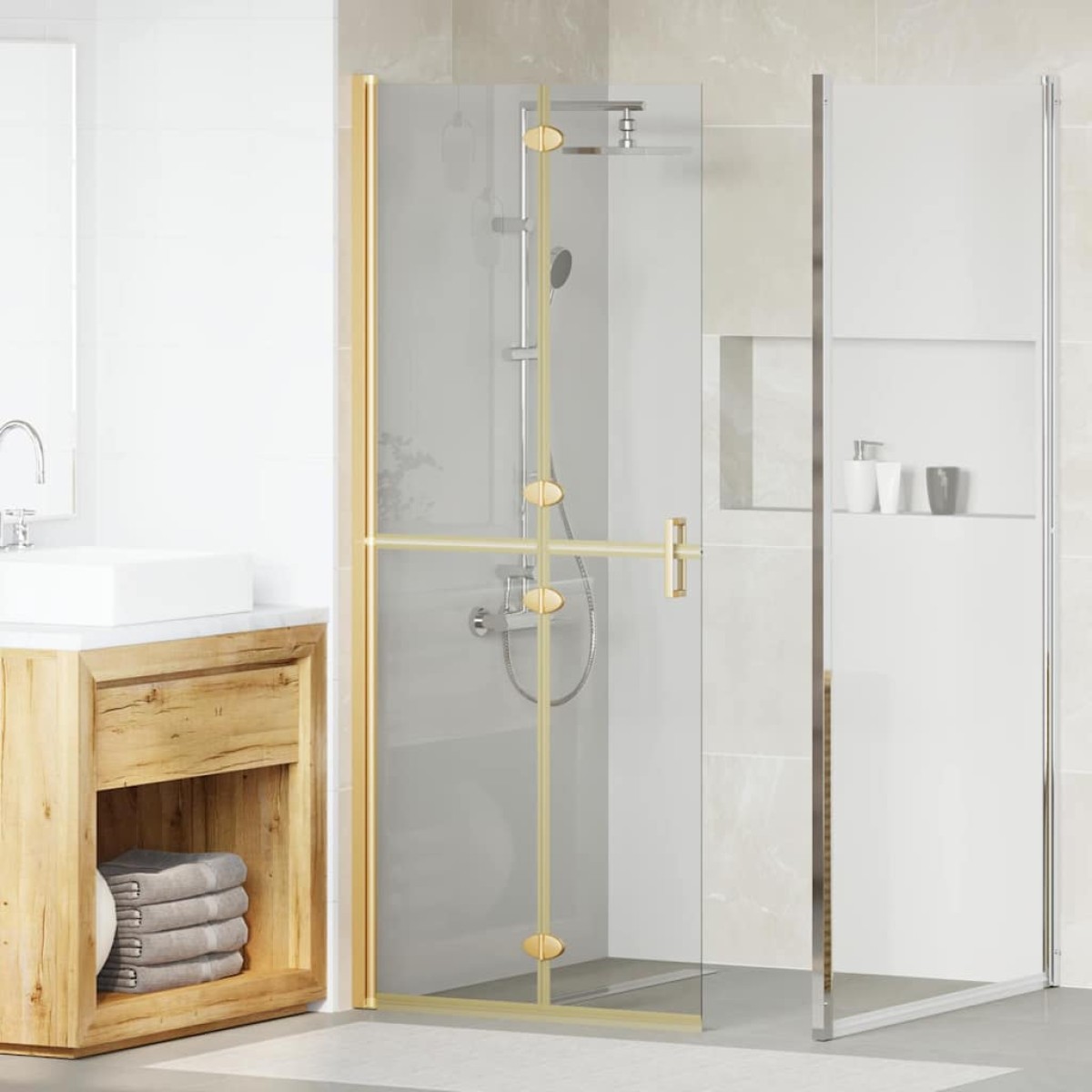 vidaXL Τοίχος Walk-In Ντους Χρυσό 80 x 6,5 x 190 εκ.