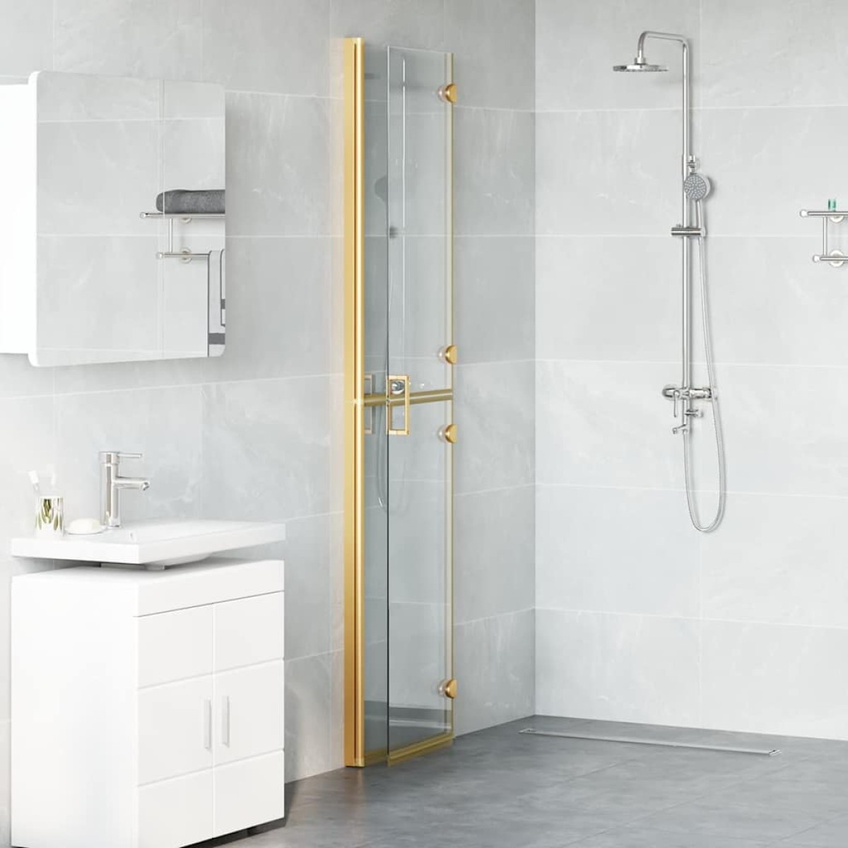 vidaXL Τοίχος Walk-In Ντους Χρυσό 90 x 6.5 x 190 εκ.