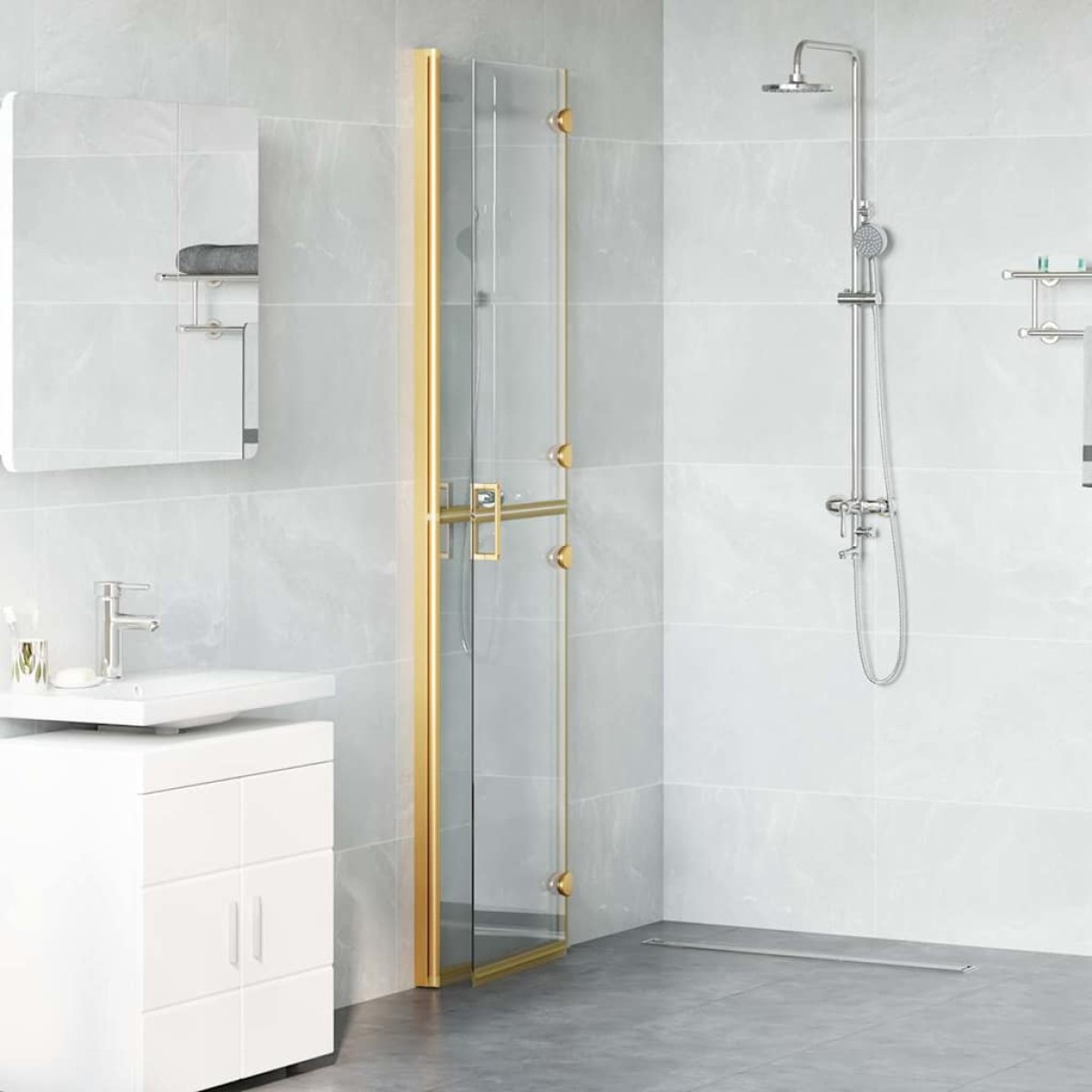 vidaXL Τοίχος Walk-In Ντους Χρυσό 100 x 6,5 x 190 εκ.