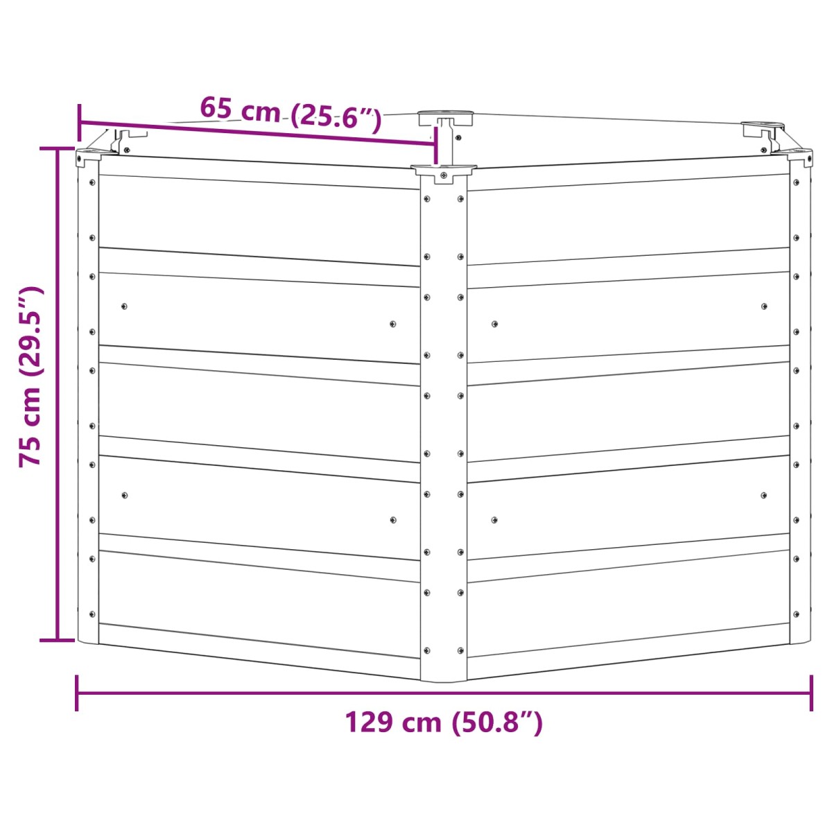 vidaXL Γλάστρα Ελεφαντόδοντο 129 x 129 x 75 εκ Ατσάλι