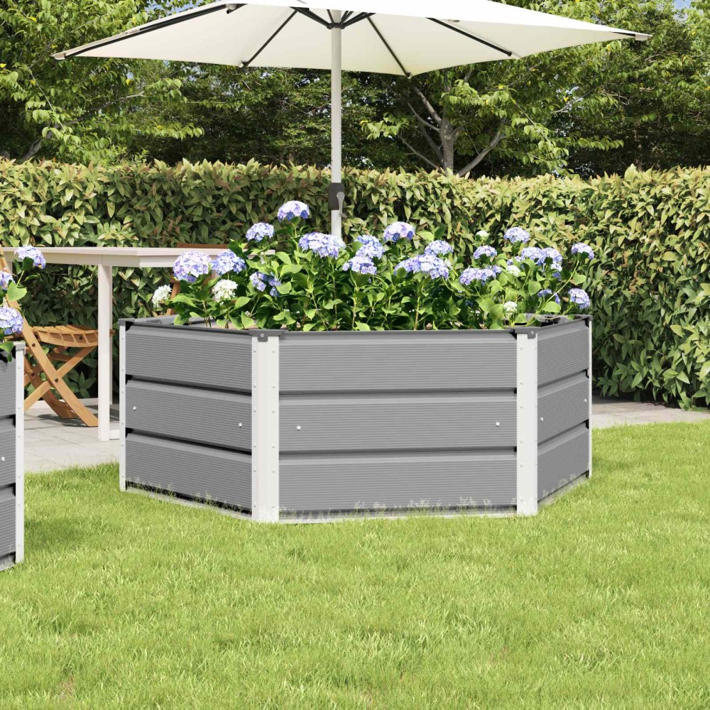 vidaXL Γλάστρα Ανοιχτό γκρι 129 x 129 x 45 cm Ατσάλι